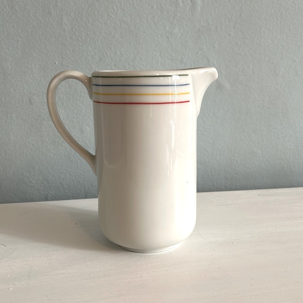 Vintage Alfoldi Fine Porcelain Porcelan Primary Color Band small pitcher Hungary